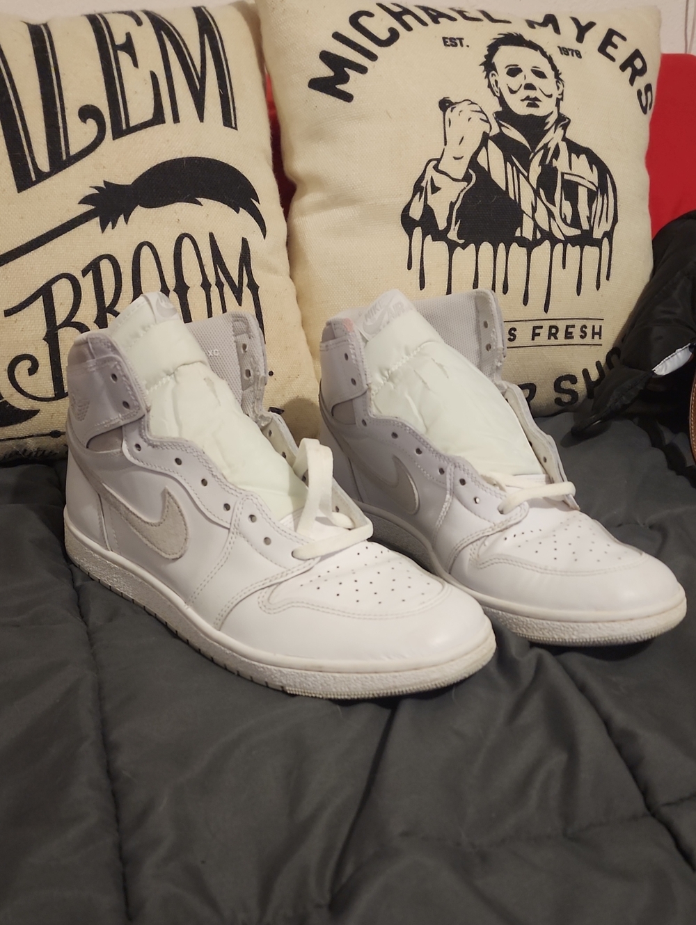 Authentic Retro Jordan 1 Solid White High Tops Size 13- Clean!
